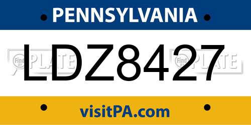 LDZ8427 Pennsylvania License Plate