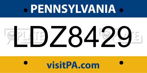LDZ8429 Pennsylvania License Plate