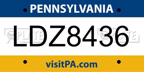 LDZ8436 Pennsylvania License Plate