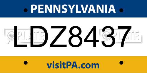 LDZ8437 Pennsylvania License Plate