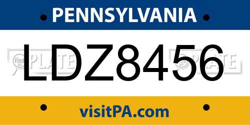 LDZ8456 Pennsylvania License Plate
