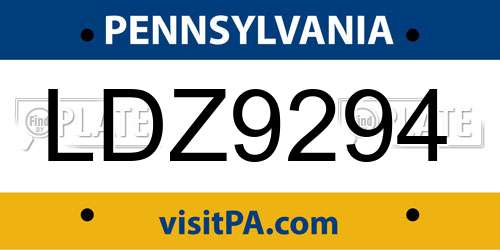 LDZ9294 Pennsylvania License Plate