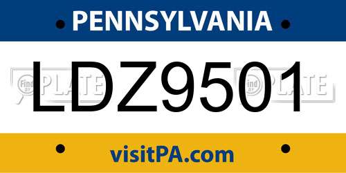 LDZ9501 Pennsylvania License Plate