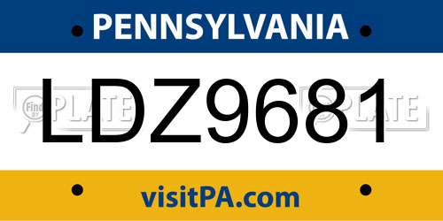 LDZ9681 Pennsylvania License Plate