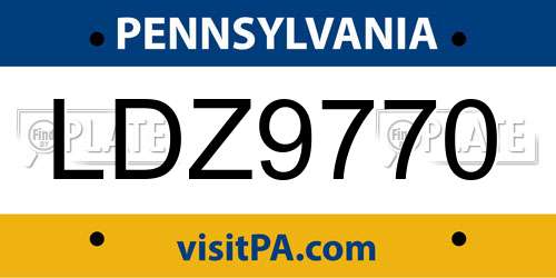 LDZ9770 Pennsylvania License Plate
