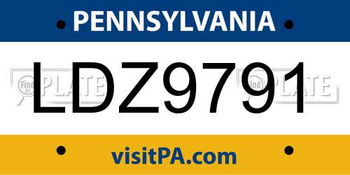 LDZ9791 Pennsylvania License Plate