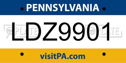 LDZ9901 Pennsylvania License Plate