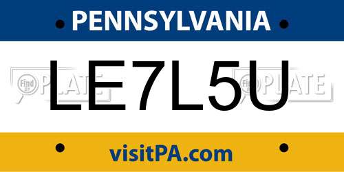 LE7L5U Pennsylvania License Plate