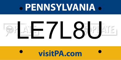 LE7L8U Pennsylvania License Plate