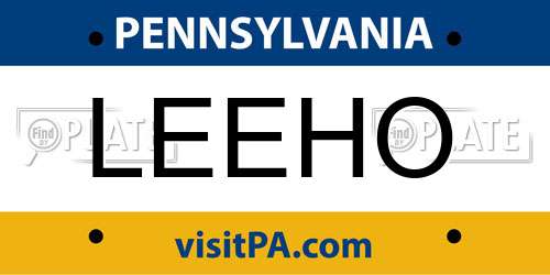 LEEHO Pennsylvania License Plate
