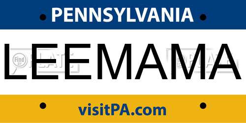 LEEMAMA Pennsylvania License Plate