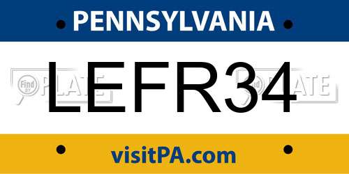 LEFR34 Pennsylvania License Plate