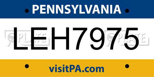 LEH7975 Pennsylvania License Plate