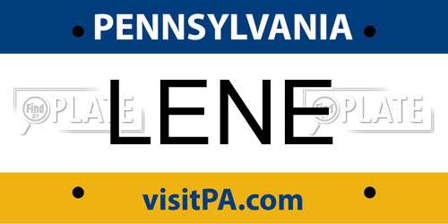 LENE Pennsylvania License Plate