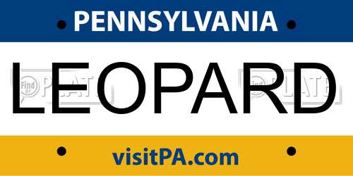 LEOPARD Pennsylvania License Plate