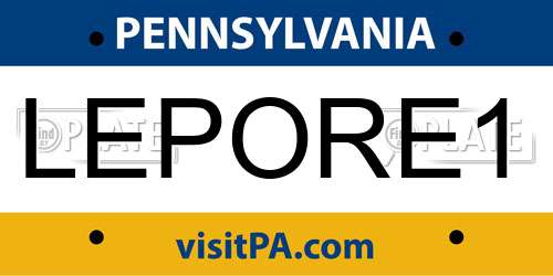 LEPORE1 Pennsylvania License Plate