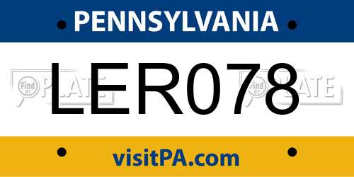 LER078 Pennsylvania License Plate