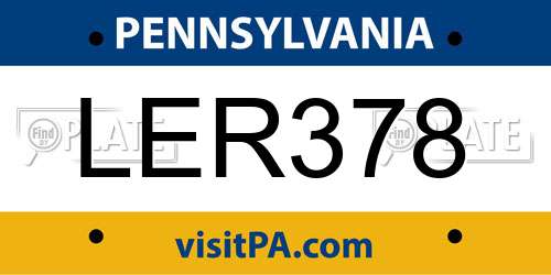LER378 Pennsylvania License Plate