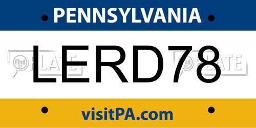 LERD78 Pennsylvania License Plate