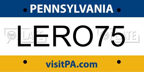 LERO75 Pennsylvania License Plate