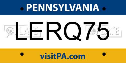 LERQ75 Pennsylvania License Plate