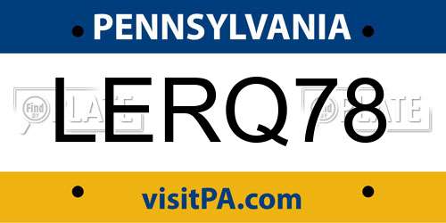 LERQ78 Pennsylvania License Plate