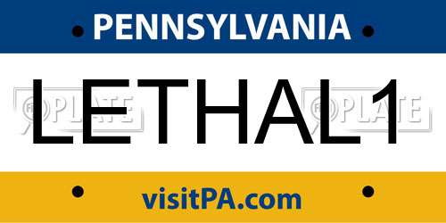 LETHAL1 Pennsylvania License Plate