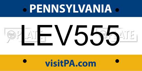 LEV555 Pennsylvania License Plate