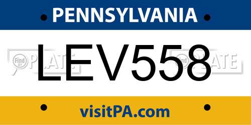 LEV558 Pennsylvania License Plate