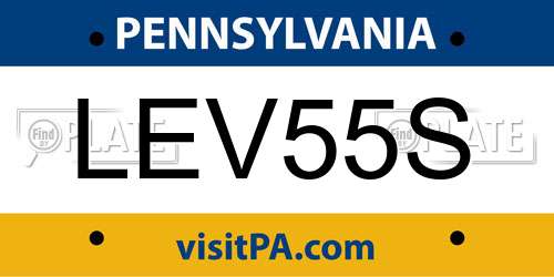LEV55S Pennsylvania License Plate