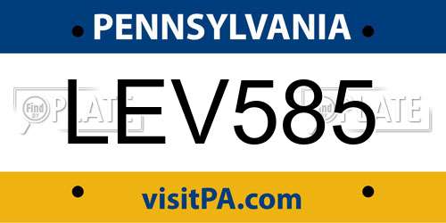 LEV585 Pennsylvania License Plate
