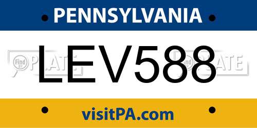 LEV588 Pennsylvania License Plate