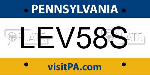LEV58S Pennsylvania License Plate