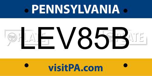 LEV85B Pennsylvania License Plate