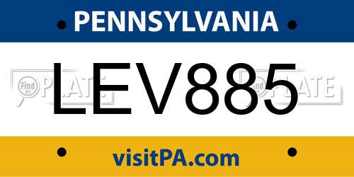 LEV885 Pennsylvania License Plate
