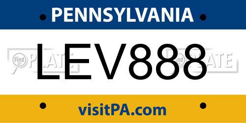 LEV888 Pennsylvania License Plate