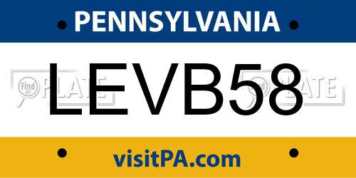 LEVB58 Pennsylvania License Plate