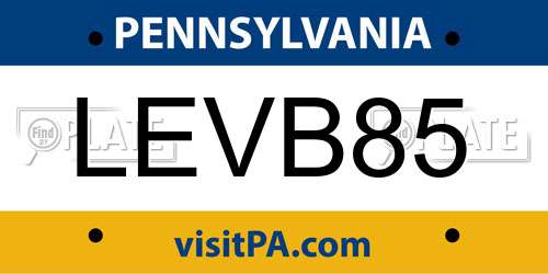 LEVB85 Pennsylvania License Plate