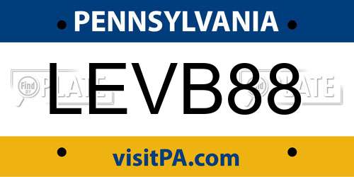 LEVB88 Pennsylvania License Plate