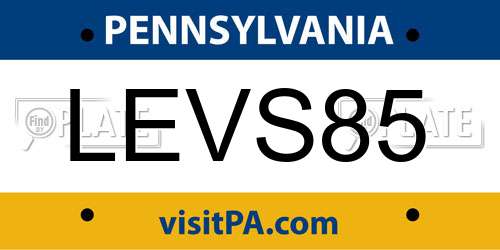 LEVS85 Pennsylvania License Plate