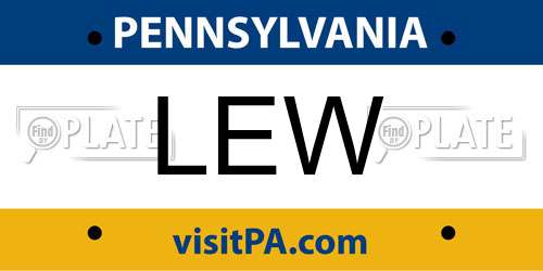 LEW Pennsylvania License Plate