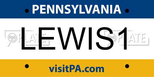 LEWIS1 Pennsylvania License Plate