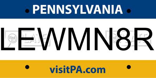 LEWMN8R Pennsylvania License Plate