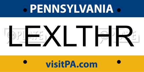 LEXLTHR Pennsylvania License Plate