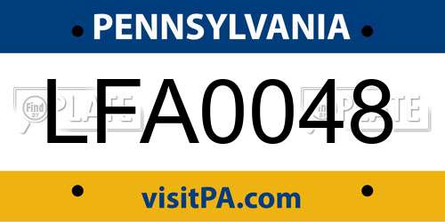 LFA0048 Pennsylvania License Plate