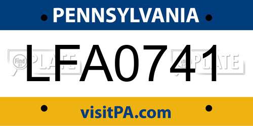 LFA0741 Pennsylvania License Plate