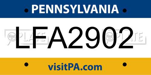 LFA2902 Pennsylvania License Plate
