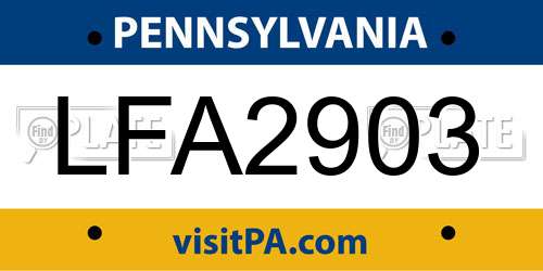 LFA2903 Pennsylvania License Plate