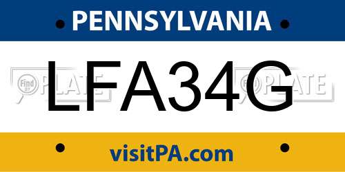 LFA34G Pennsylvania License Plate