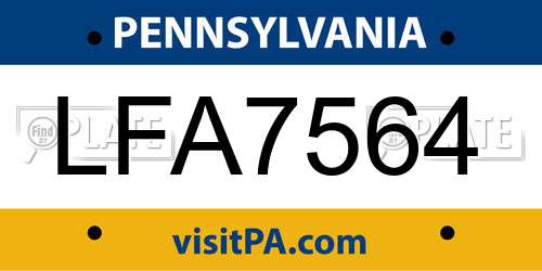 LFA7564 Pennsylvania License Plate
